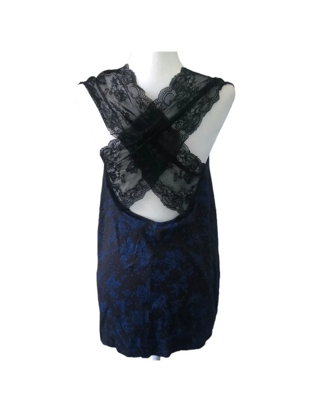 Free People Lace Cross Back Floral Beaded Tank Top Size Medium